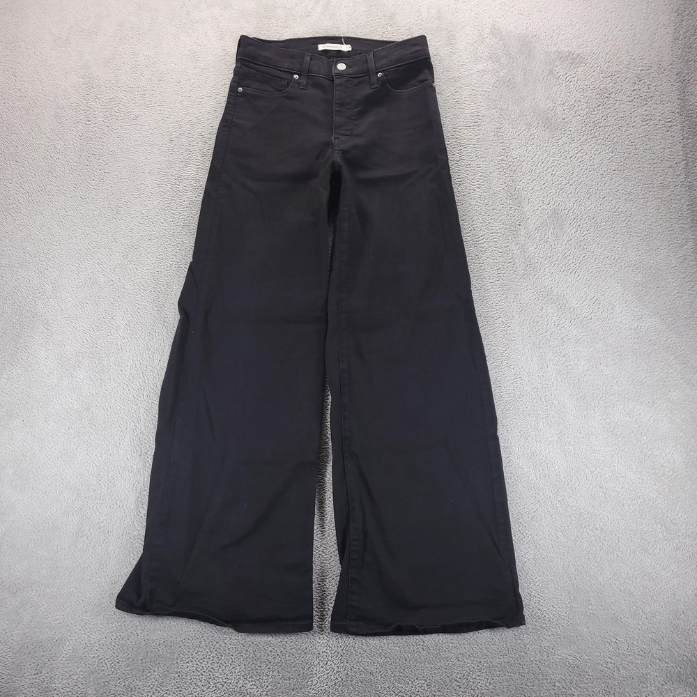 Levis Jeans Womens 28 Black 318 Shaping Wide Leg High Rise Dark Wash Stretch